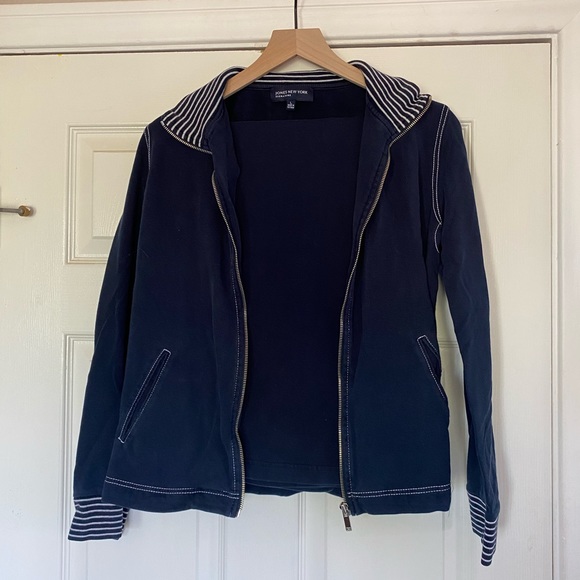 Jones New York Pants - Jones New York Signature Navy Exercise tracksuit Suit with White Piping